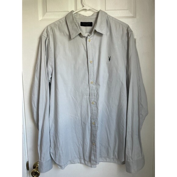 AllSaints Long Sleeve Button Down Shirt Casual 100% Cotton Size XXL READ!! - Picture 1 of 7